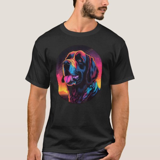 Colourful Saint Bernard Dog Dad Mom Graffity T-shirt (Voorkant)