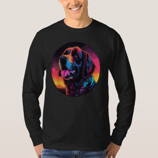Colourful Saint Bernard Dog Dad Mom Graffity T-shirt (Voorkant)