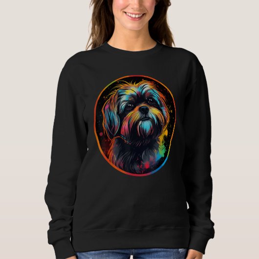 Colourful Shih Tzu Dog Dad Mom Graffity Trui (Voorkant)