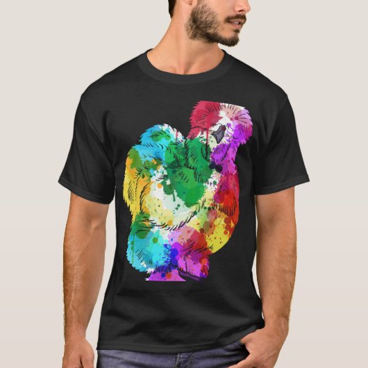 Colourful Silk Chicken Fan Animal T-shirt (Voorkant)