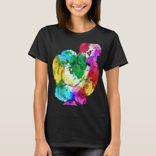 Colourful Silk Chicken Fan Animal T-shirt (Voorkant)