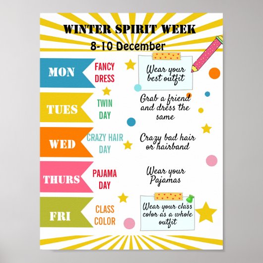 colourful  Spirit week school flyer poster (Voorkant)