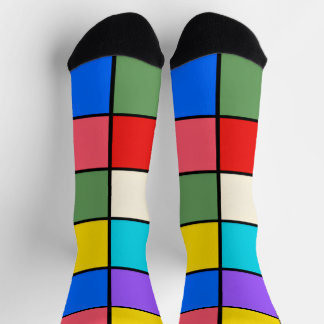 Colourful Square Grid Socks – Retro Geometric Sokken