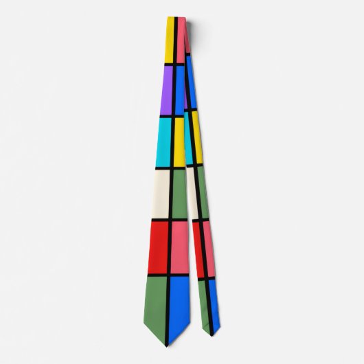 Colourful Square Grid Socks – Retro Geometric Stropdas (Voorkant)
