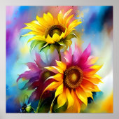 Colourful Sunflower Poster (Voorkant)
