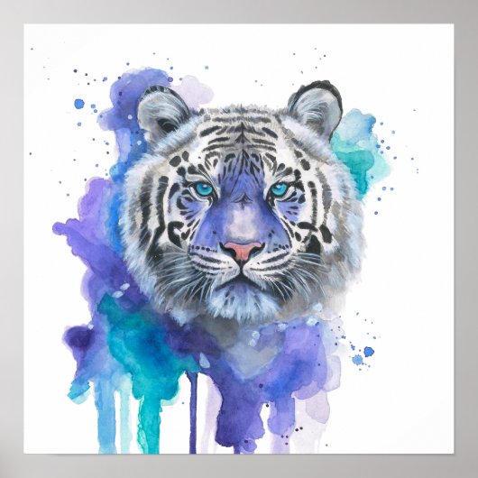 Colourful Tiger Watercolor Artwork Poster (Voorkant)