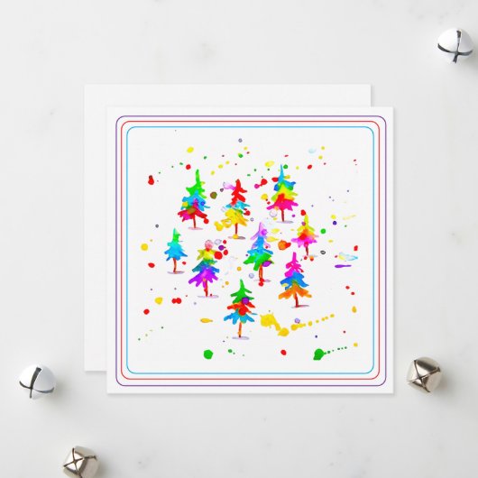 Colourful Trees Feestdagenkaart (Voorkant / Achterkant in situ)