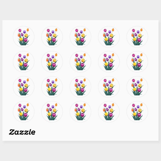 Colourful Tulips Ronde Sticker (Vel)