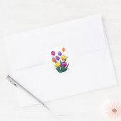 Colourful Tulips Ronde Sticker (Envelop)