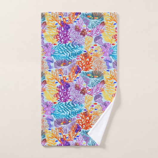 Colourful Underwater World Bad Handdoek (Handdoek)