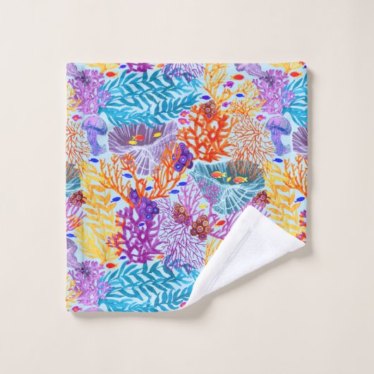 Colourful Underwater World Bad Handdoek (Wasdoekje)