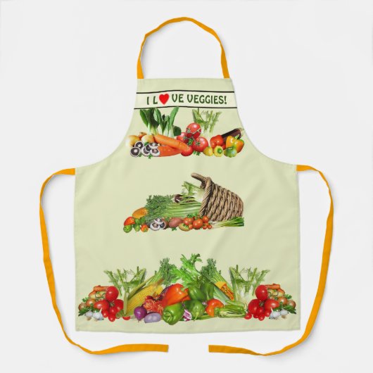 Colourful Vegetables I Love Vegetable Custom text Schort (Voorkant)