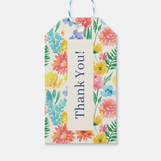 Colourful Watercolor Pastel Floral Cadeaulabel (Voorkant)