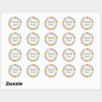 Colourful Watercolor Pastel Floral Ronde Sticker