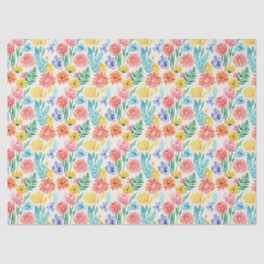 Colourful Watercolor Pastel Floral Tissuepapier (Voorkant)