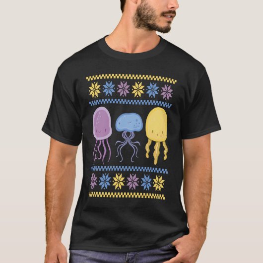 Colourful Xmas outfit with three different jellyfi T-shirt (Voorkant)