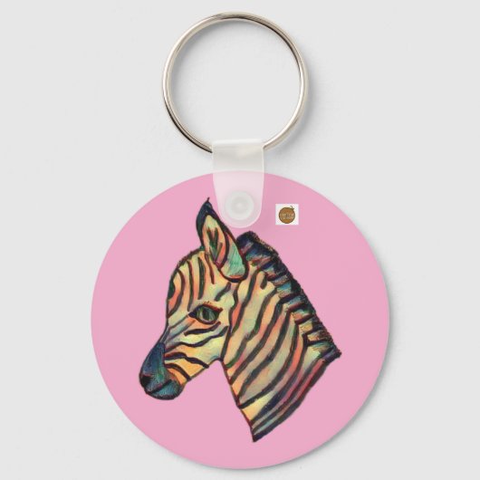 Colourful Zebra Keyring Sleutelhanger (Achterkant)