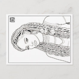 Colouring Post Card | Girl With Da Braidz Feestdagenkaart