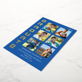 Colours Royal Blue Afstuderen Multi Photo Mix Folie Uitnodiging (Gedraaid)