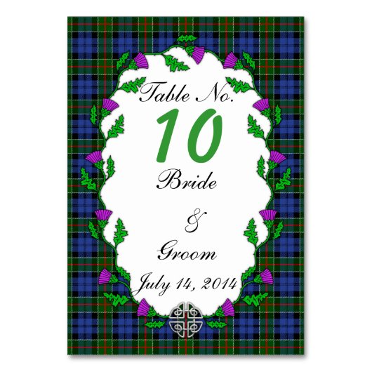 Colquhoun Celtic Wedding Table Number Kaart (Voorkant)