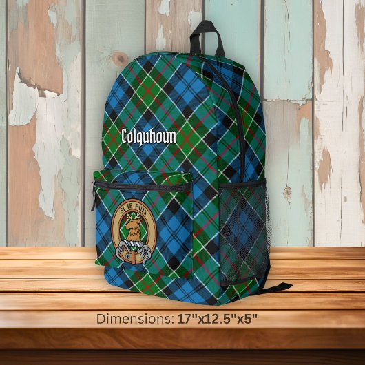 Colquhoun Clan Crest over Tartan Bedrukte Rugzak