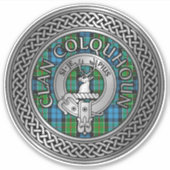 Colquhoun Clan Crest & Tartan Knoop Sticker (Voorkant)