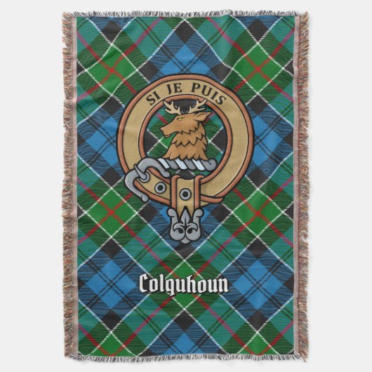 Colquhoun-clanwapen boven tartan deken (Voorkant Verticaal)