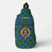 Colquhoun-clanwapen over tartan sling bag (Voorkant)