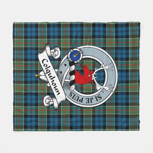 Colquhoun Oude Clan Badge Tartan Schort Fleece Deken (Voorkant (Horizontaal))