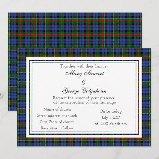 Colquhoun Scottish Wedding Invitation Kaart (Voorkant / Achterkant)