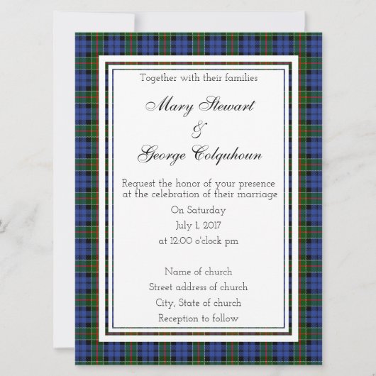 Colquhoun Scottish Wedding Invitation Kaart (Voorkant)