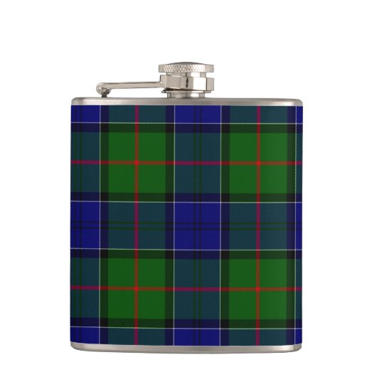 Colquhoun tartan blauw groen heupfles (Voorkant)