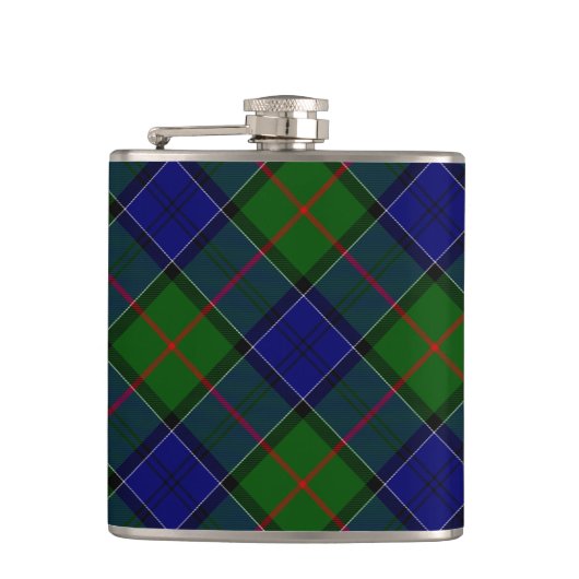 Colquhoun tartan blauw groen heupfles (Voorkant)