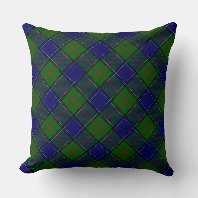 Colquhoun tartan blauw groen kussen (Voorkant)