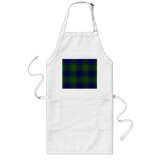 Colquhoun tartan blauw groen lang schort (Voorkant)