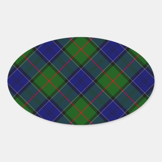 Colquhoun tartan blauw groen ovale sticker (Voorkant)