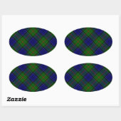 Colquhoun tartan blauw groen ovale sticker (Vel)