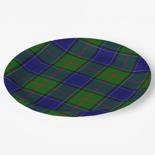 Colquhoun tartan blauw groen papieren bordje (Gekanteld)