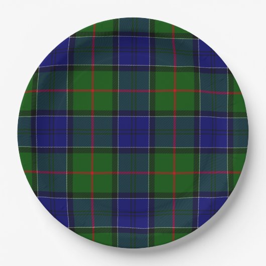 Colquhoun tartan blauw groen papieren bordje (Voorkant)