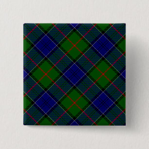Colquhoun tartan blauw groen vierkante button 5,1 cm