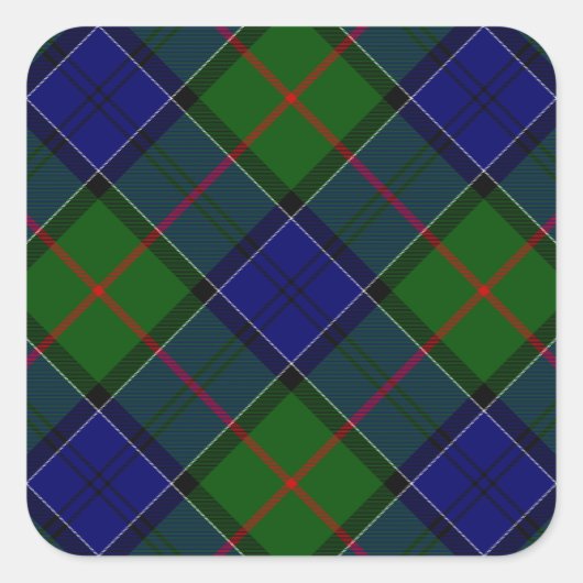 Colquhoun tartan blauw groen vierkante sticker (Voorkant)