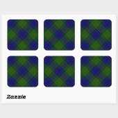 Colquhoun tartan blauw groen vierkante sticker (Vel)