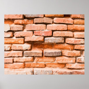 Colse up old brick wall background and texture ag. poster
