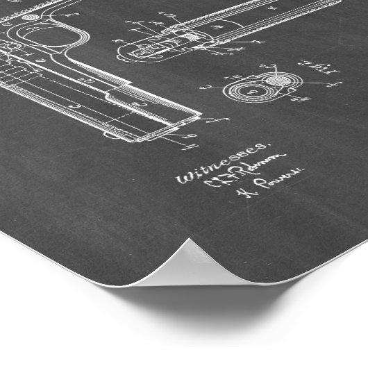 Colt 1911 Pistool-octrooi - karton Poster (Hoek)