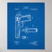 Colt 1911 Pistool patent - blauwdruk Poster (Voorkant)