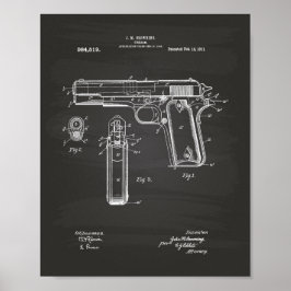 Colt.45 1911 Patent Art - Chalkboard Poster