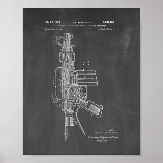 Colt AR-15 Semi-Automatic Rifle Patent - Chalkboar Poster (Voorkant)