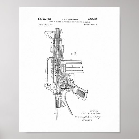 Colt AR-15 Semi-Automatic Rifle Patent Poster (Voorkant)