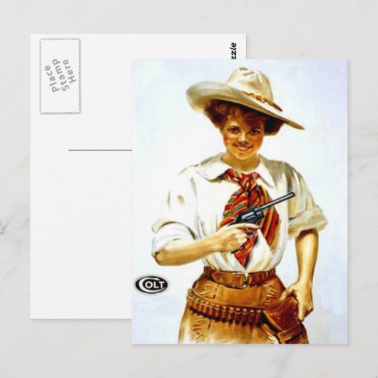 "Colt Cowgirl" Western Briefkaart (Voorkant / Achterkant)