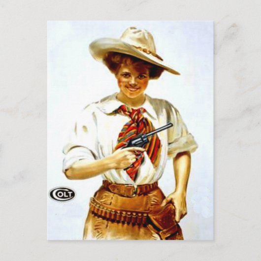 "Colt Cowgirl" Western Briefkaart (Voorkant)